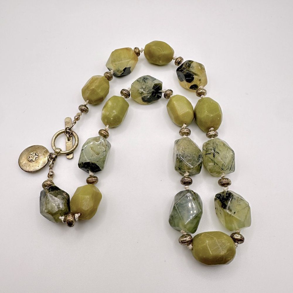 Vintage‎ Sigrid Olsen signed genuine prehnite stone 18” necklace